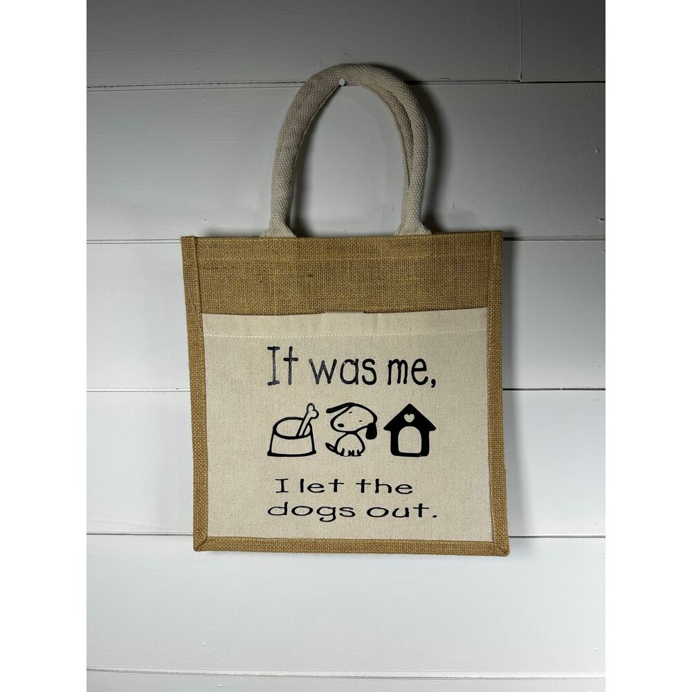 Tote Bag - Jute with Canvas Front Pocket -Great for the dog park!
